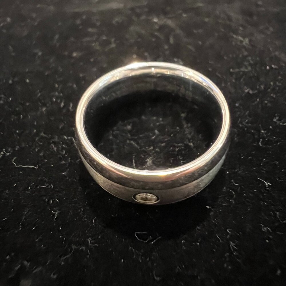 TRITON 8mm Tungsten .07ct Genuine DIAMOND Satin Center Beveled Edge Band Ring - Picture 4 of 4